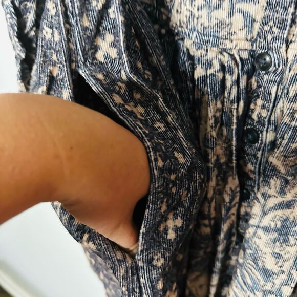 ULLA JOHNSON Lucinda Puff Sleeve Corduroy Button Collared Midi Dress Size 10 - Picture 11 of 14